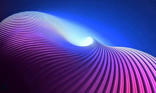 Ondulations abstraites violettes et bleues en mouvement fluide avec effet de profondeur, visuel dynamique et futuriste avec espace n&eacute;gatif copyspace pour innovation, design digital ou interface techno