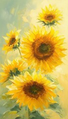 Fototapeta premium Bright Sunflower Bouquet in a Sunny Artistic Oil Painting phone wallpaper