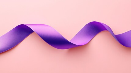 Purple ribbon swirls on pink background