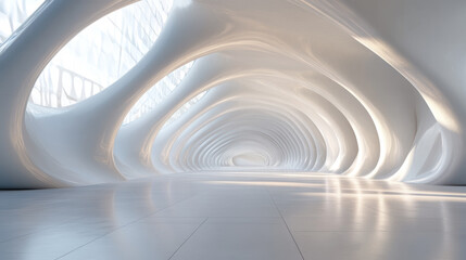 Obraz premium Unique architectural interior featuring smooth, flowing lines and bright lighting in a spacious environment