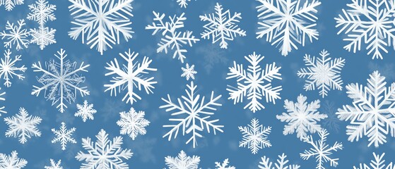 Winter snowflakes on a blue background.