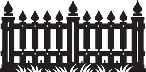 House Garden Fence silhouette vector illustration isolated on a white background