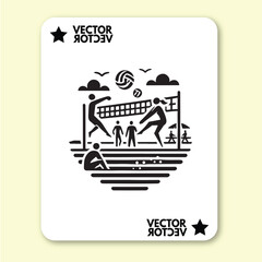 black design art of man or girl playing volly in style