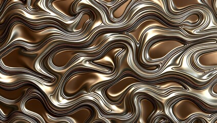 Fototapeta premium Abstract Swirling Metallic Brown and Silver Texture