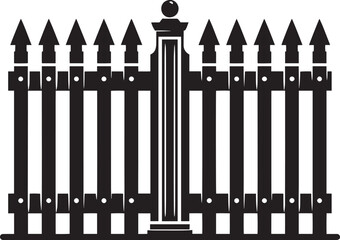 House Garden Fence silhouette vector illustration isolated on a white background