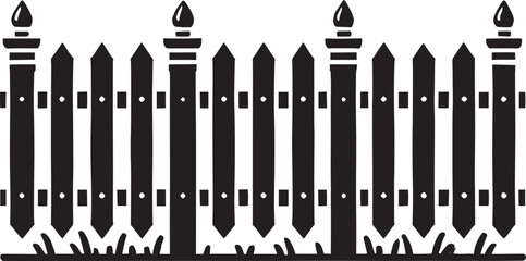 House Garden Fence silhouette vector illustration isolated on a white background