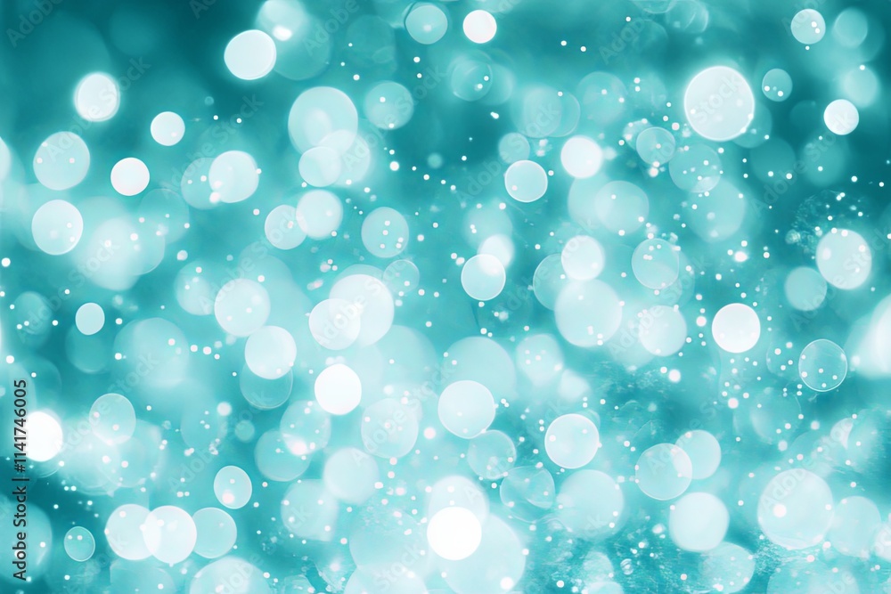 Poster abstract teal bokeh background with sparkling lights