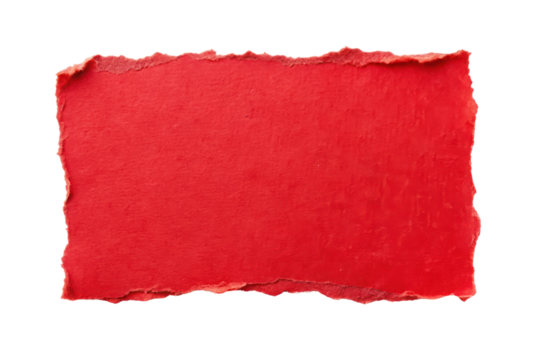 Red Torn Paper Sheet Isolated on Transparent Background