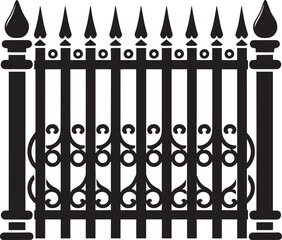 House Garden Fence silhouette vector illustration isolated on a white background