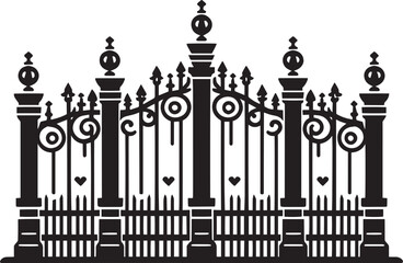 House Garden Fence silhouette vector illustration isolated on a white background