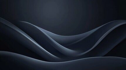 Dark Waves, Abstract Black Curves, Elegant Flowing Shapes, Mysterious Art