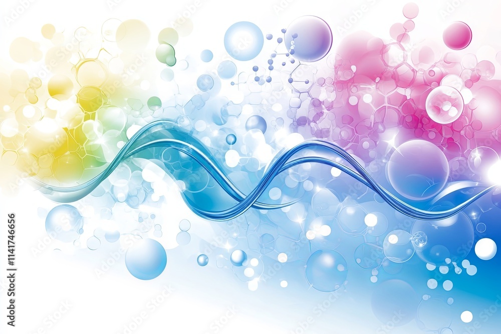 Poster abstract colorful bubbles and waves background design
