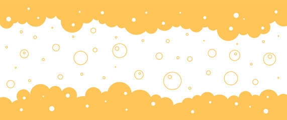 Beer frame, foam bubble border, alcohol background, suds outline and flat design, german drink pattern. Cartoon yellow liquid wave texture, abstract bar.  Golden vector illustration