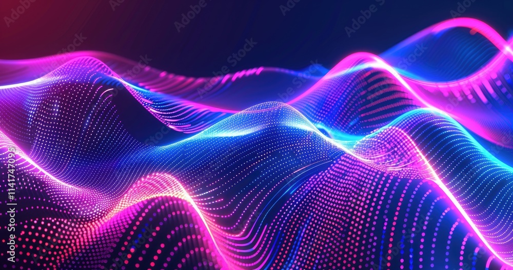 Aufkleber abstract digital waves in vibrant colors representing data flow and technology.