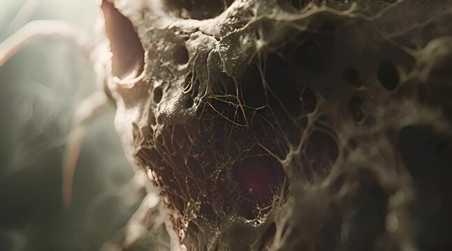 Disintegration of bone and tissue in human skull