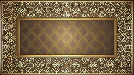 Obraz premium Elegant Gold Frame with Brown Diamond Pattern Background Design