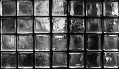 Grid of shiny ice cubes on dark background