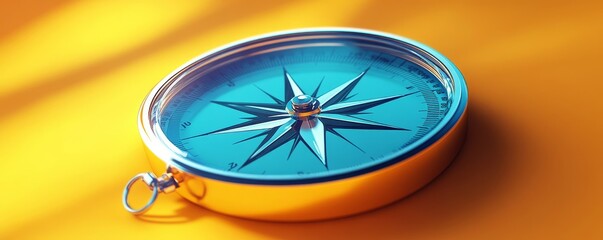 Navigating life with a cyan compass icon on vibrant background graphic design digital art