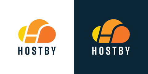 Logo combination of letter H and cloud, data logo and cloud