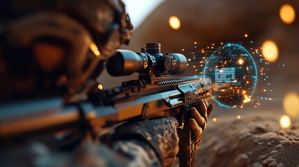 Modern Warfare Sniper Targeting Digital Data Sphere