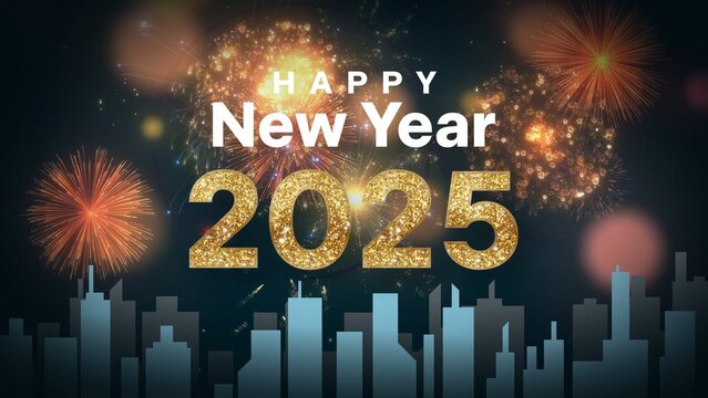 Happy New Year Festive Celebration Fireworks	