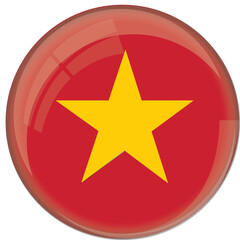 Vietnam flag with glossy rounded button for football team and national emblem	