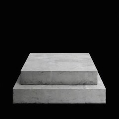 Modern 3D Rendering of Concrete Square Block on Black Background