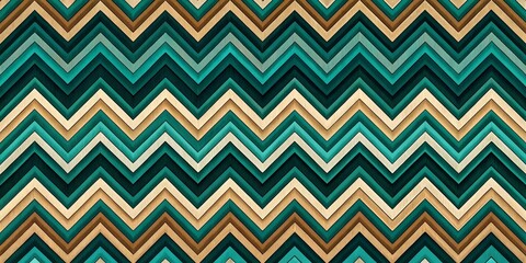 Seamless teal, beige, and brown chevron pattern with textured effect ideal for textile design and home decor