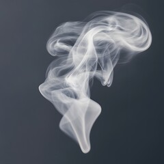 Obraz premium A puff of white smoke rising and swirling, gently fading into the air against a blank backdrop
