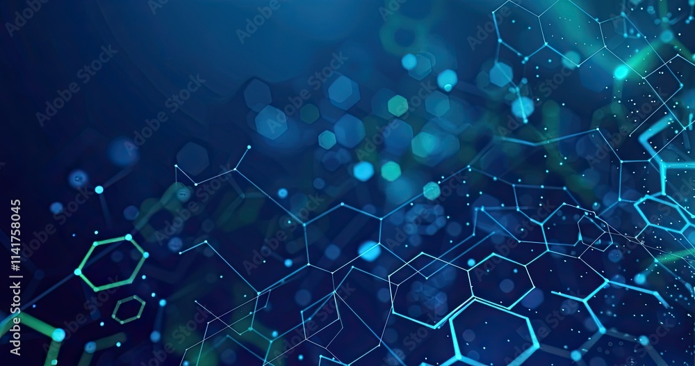 Aufkleber abstract digital background featuring interconnected molecules and glowing particles.