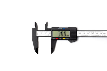 Electronic caliper with display photographed on a white background.