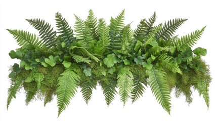 Lush green ferns and foliage arranged in a decorative display, perfect for enhancing any space with a touch of nature.