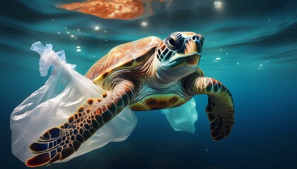 Turtle Eat Plastic Bag - Turtle In The Sea