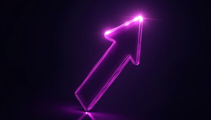 Abstract glowing upward arrow icon in pastel purple digital art modern design creative concept