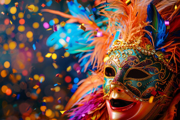 Beautiful greeting card with bright holiday composition for happy celebrate mardi gras