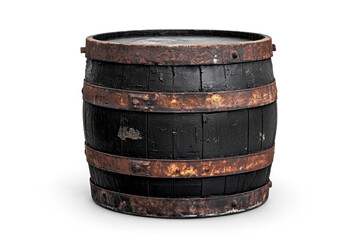Obraz premium Rusty paint peeling off a weathered wooden barrel in a rustic setting.