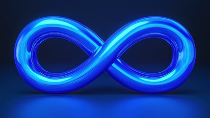 Blue infinity symbol glowing on a dark background