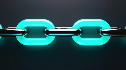 Obraz premium Futuristic glowing chain links on a dark background.