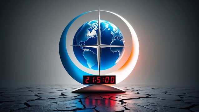 An Earth symbol with a countdown clock, emphasizing the critical nature of climate change.