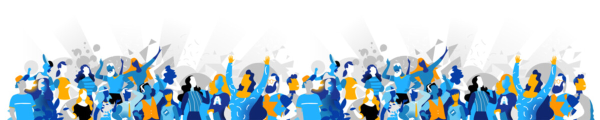 Colorful vector illustration of diverse people celebrating together