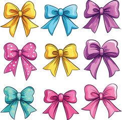 Colorful set of bows