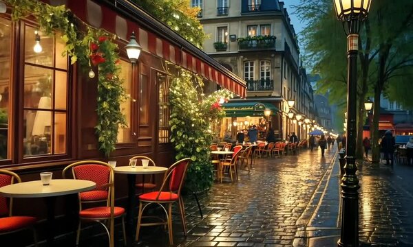 beautiful restaurant on street in europe