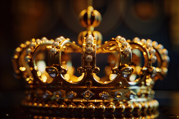 Fantastic king or queen crown from vivid gold material for coronation