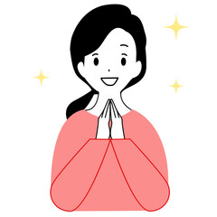 Illustration of the upper body of a delighted young woman.