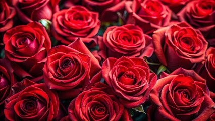 A Lush Bouquet of Deep Red Roses, a Romantic and Passionate Floral Display
