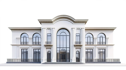 Fototapeta premium Luxurious white mansion with elegant architecture and large windows