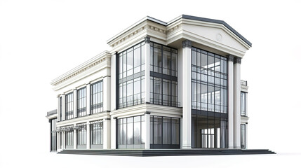 Fototapeta premium Modern luxury building with large glass windows and classic architecture