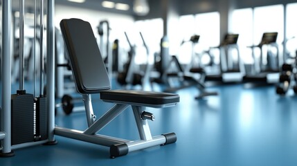 Fototapeta premium Modern gym interior with empty weightlifting bench.