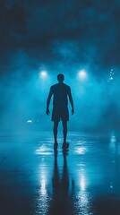 Fototapeta premium Silhouette of Basketball Player Preparing for a Shot 