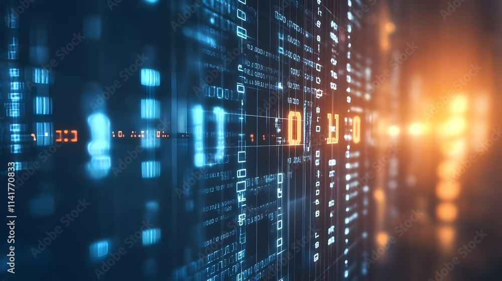 Poster abstract digital binary code background.